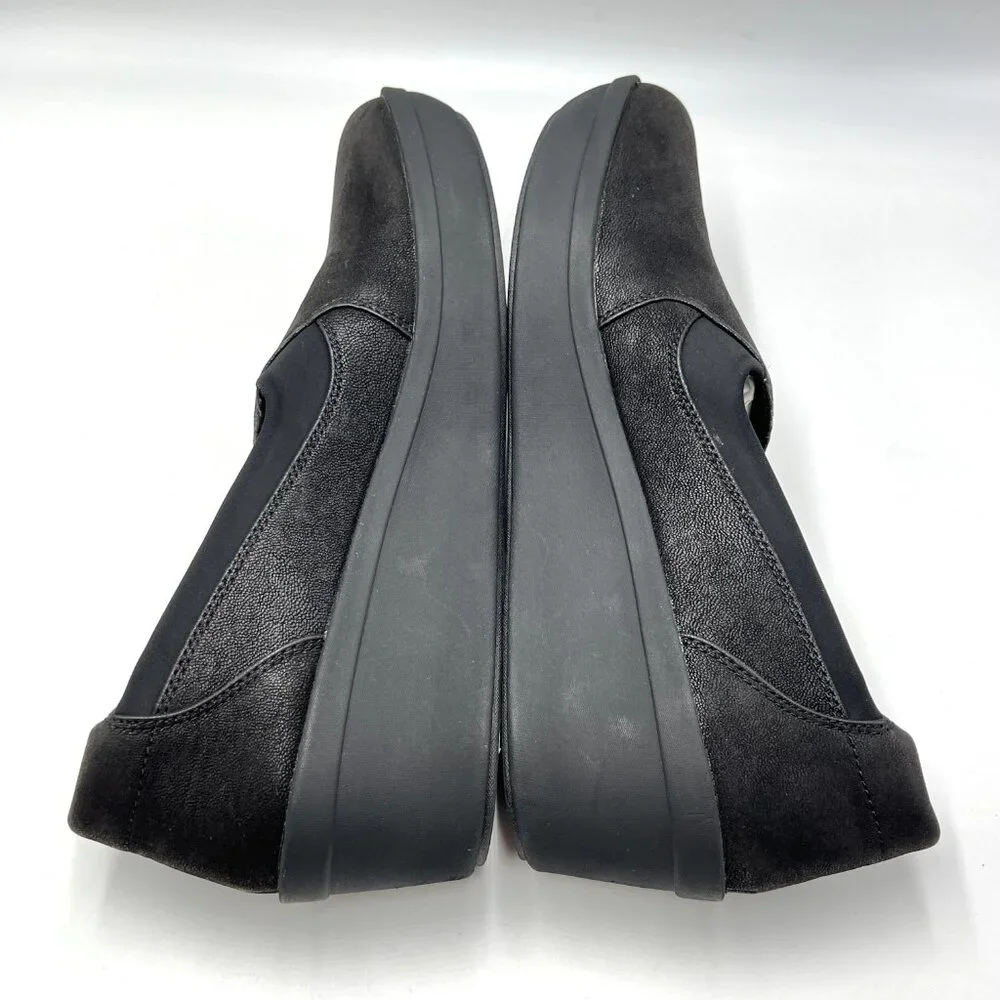 Clarks Womens Size‎ 11 Step Rose Moon Black Comfort Wedges Loafers Shoes New